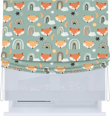 Римская штора «Кортин», день-ночь с мягкими складками, «Озорные лисички»