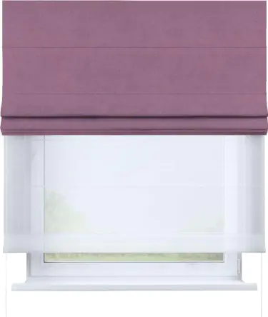 Римская штора «Кортин» день-ночь, ткань вельвет лиловый