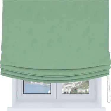 Римская штора «Кортин», блэкаут однотонный ментоловый, Soft с мягкими складками