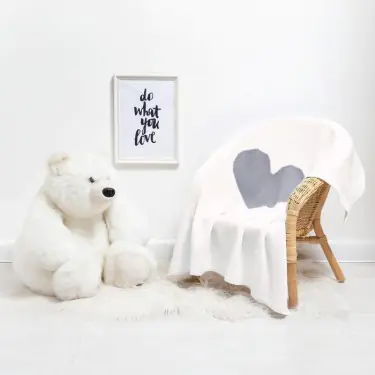 Плед вязаный Крошка Я «Сердце» цвет молочный, 90х90 см