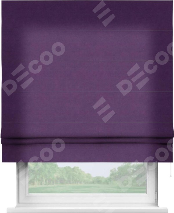 Римская штора «Кортин» для проема, ткань вельвет тёмно-фиолетовый