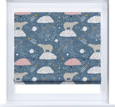 Римская штора «Кортин» кассетная «Белые медведи»