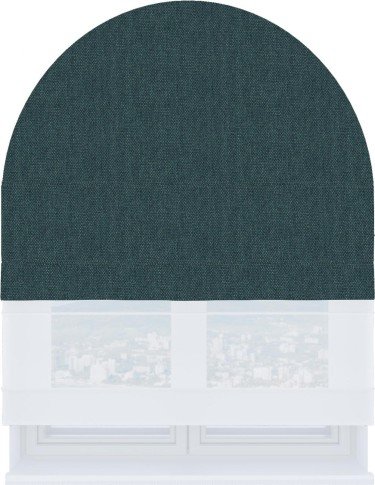 Римская штора «Кортин» день-ночь для арочного проёма, ткань лён димаут серо-синий