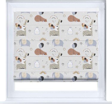 Римская штора «Кортин» кассетная «Вечеринка животных»