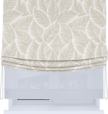 Римская штора «Кортин», день-ночь с мягкими складками, «Бежевые листья»