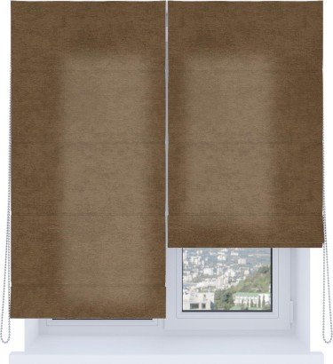 Римская штора «Кортин», система «Комфорт», софт однотонный бронзовый