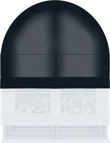 Римская штора «Кортин», канвас тёмно-синий, день-ночь для арочного проёма