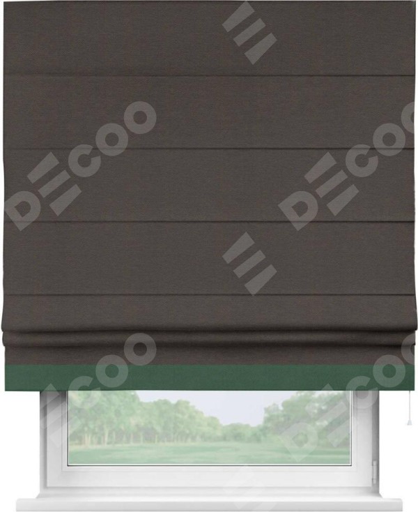 Римская штора «Кортин» с кантом Джестер, для проема, ткань лён димаут, венге