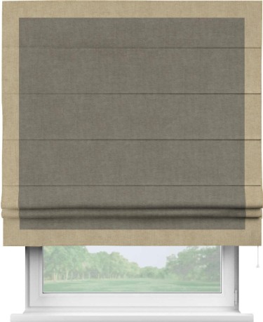Римская штора «Кортин» для проема, канвас серо-бежевый, с кантом Чесс