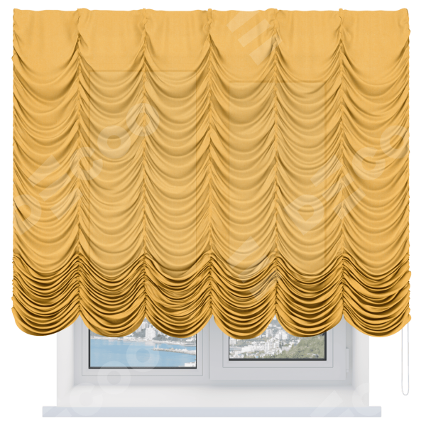 Французская штора «Кортин», лён желтый