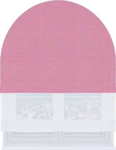 Римская штора «Кортин» день-ночь для арочного проёма, ткань лён димаут розовый