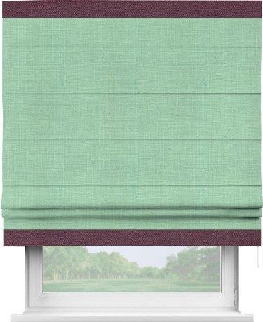 Римская штора «Кортин» с кантом Горизонт, для проема, ткань лён светло-бирюзовый