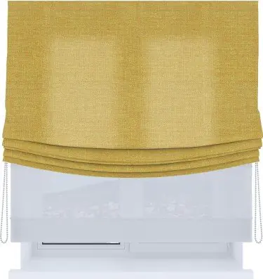 Римская штора «Кортин», день-ночь с мягкими складками, лён горчичный