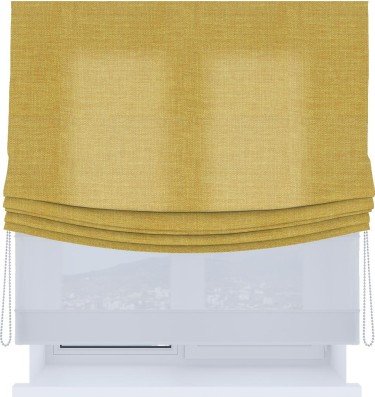 Римская штора «Кортин», день-ночь с мягкими складками, лён горчичный