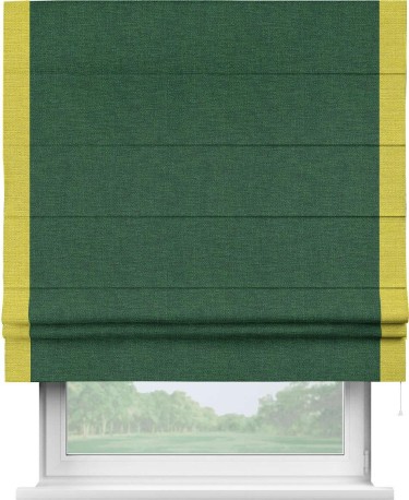 Римская штора «Кортин» с кантом Стрим Дуо, для проема, ткань лён серо-зеленый