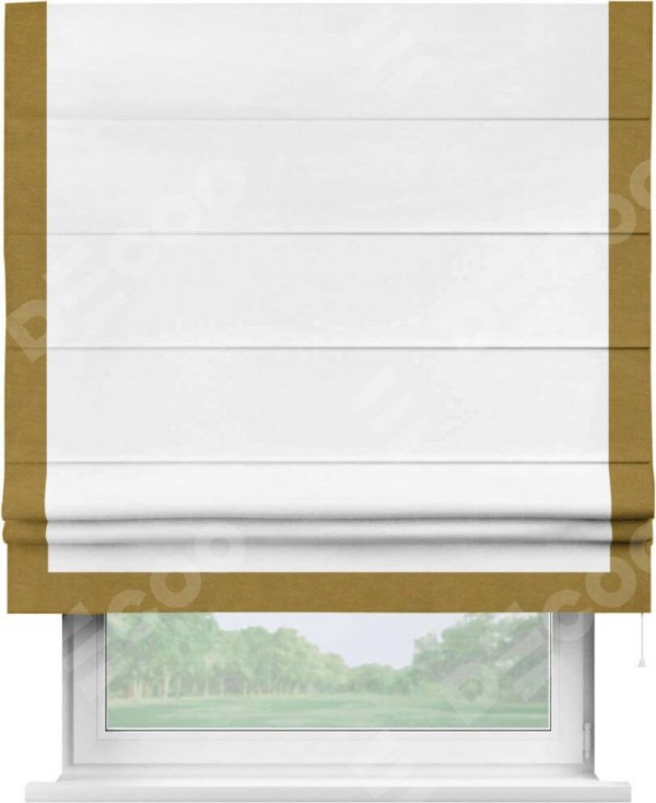 Римская штора «Кортин» с кантом Виктория, для проема, ткань вельвет дымчато-белый