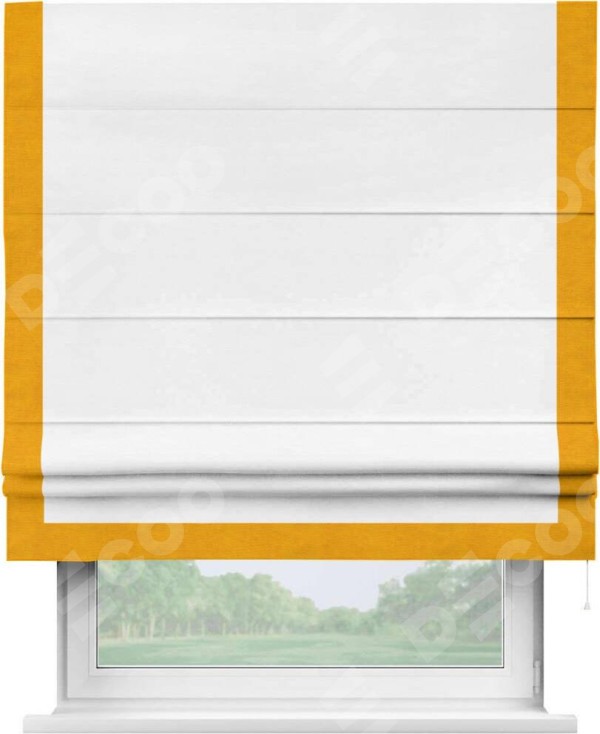 Римская штора «Кортин» с кантом Виктория, для проема, ткань вельвет дымчато-белый