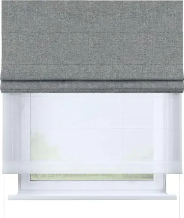 Римская штора «Кортин» день-ночь, ткань рогожка димаут, тёмно-серый