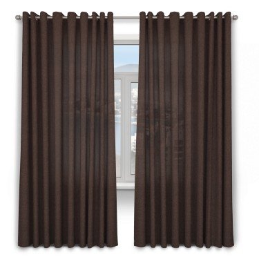 Шторы на люверсах ткань лён коричневый