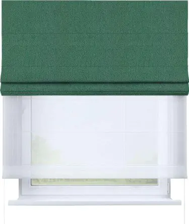 Римская штора «Кортин» день-ночь, ткань твид блэкаут, зелёный