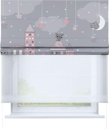 Римская штора «Кортин» день-ночь «Вечерний город»