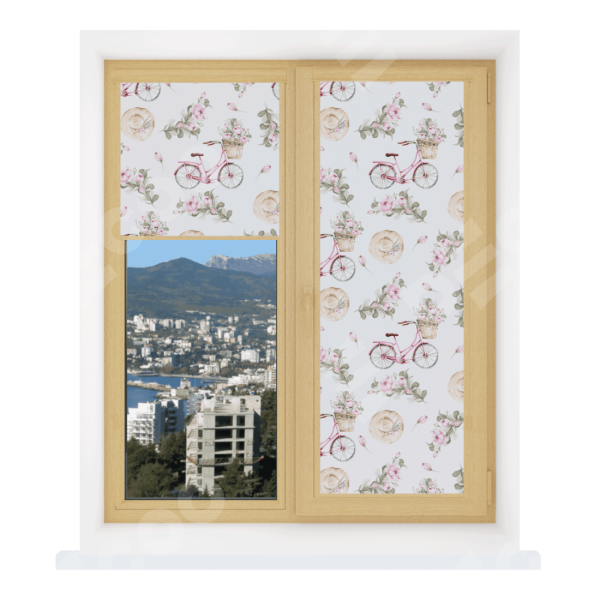Рулонная штора Уни 2 с принтом Розовый велосипед
