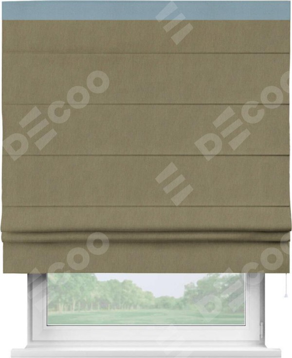 Римская штора «Кортин» с кантом Кинг, для проема, ткань блэкаут однотонный бежево-золотой