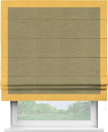 Римская штора «Кортин» с кантом Чесс, для проема, ткань лён, цвет коричневый