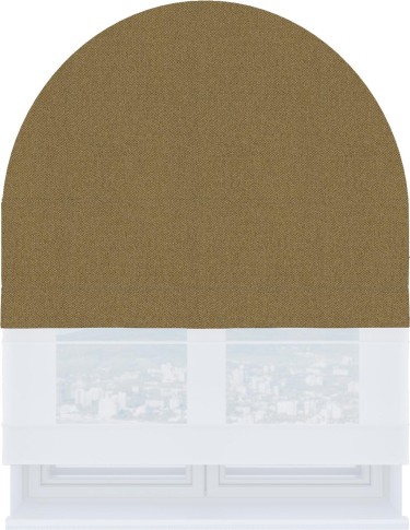 Римская штора «Кортин» день-ночь для арочного проёма, ткань лён димаут оливковый