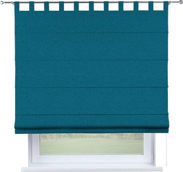 Римская штора на петлях «Кортин», ткань лён димаут, светло-синий