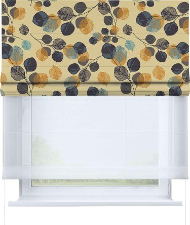 Римская штора «Кортин» день-ночь «Листья в янтаре»