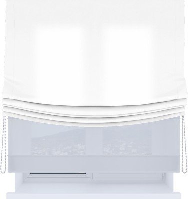 Римская штора «Кортин», день-ночь с мягкими складками, однотонная белоснежная