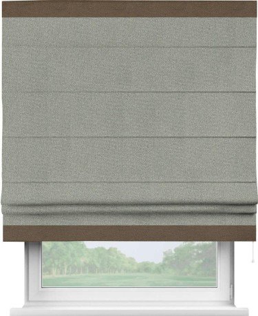 Римская штора «Кортин» для проема, лён димаут серый с кантом Горизонт