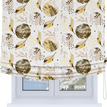 Римская штора Soft с мягкими складками, «Золотые листья»