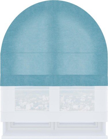 Римская штора «Кортин» день-ночь для арочного проёма, ткань вельвет ментоловый