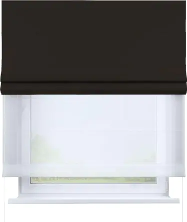 Римская штора «Кортин» день-ночь, ткань блэкаут однотонный, венге