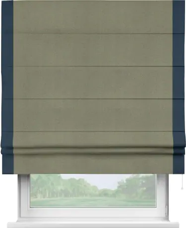 Римская штора «Кортин» с кантом Стрим Дуо, для проема, ткань блэкаут однотонный серо-коричневый