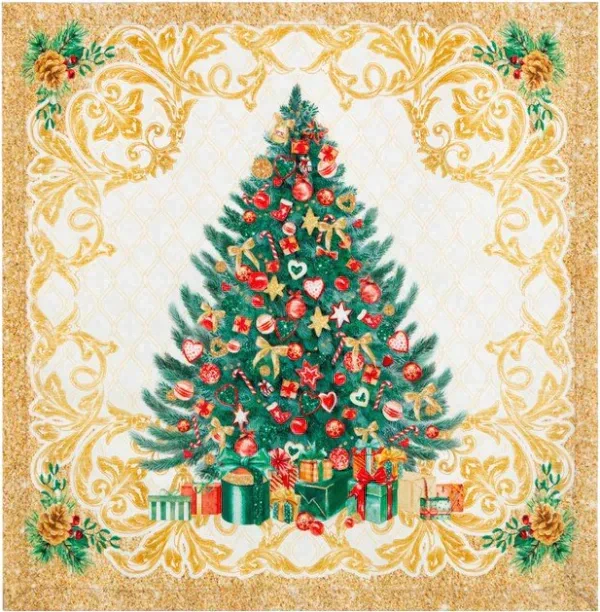 Набор салфеток "Этель" Golden Christmas 40х40см 4 шт, 100% хл, саржа 190 гр/м2