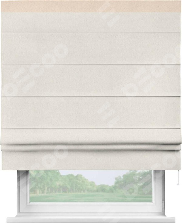 Римская штора «Кортин» с кантом Кинг, для проема, ткань блэкаут с блеском светло-серый