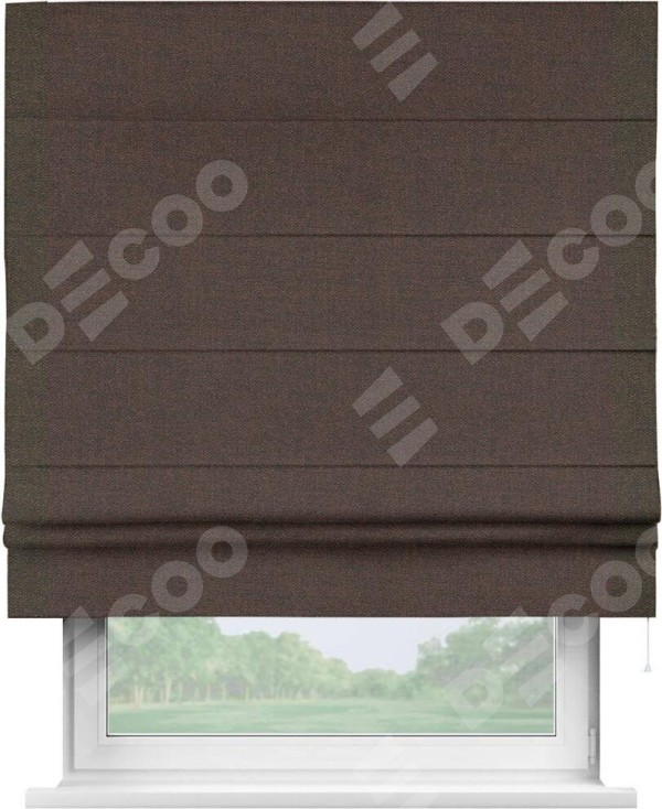 Римская штора «Кортин» с кантом Стрим Дуо, для проема, ткань лён коричневый