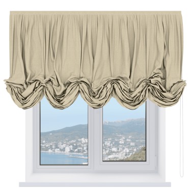 Австрийская штора «Кортин», ткань софт однотонный светло-бежевый
