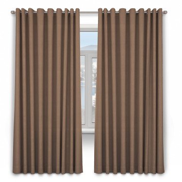 Шторы на люверсах ткань блэкаут однотонный, коричневый