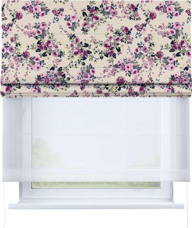Римская штора «Кортин» день-ночь «Россыпь розовых цветов»
