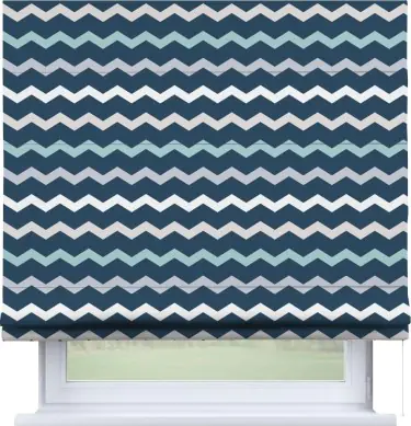 Римская штора «Кортин» для проема «Морской шеврон»