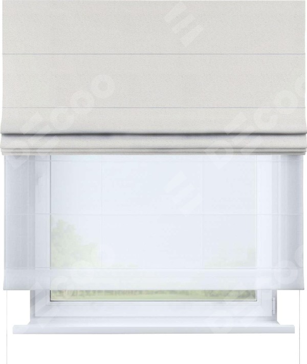 Римская штора «Кортин» день-ночь, ткань блэкаут с блеском светло-серый