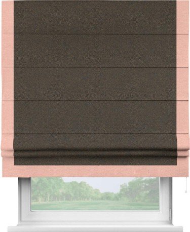 Римская штора «Кортин» с кантом Виктория, для проема, ткань лён темно-коричневый