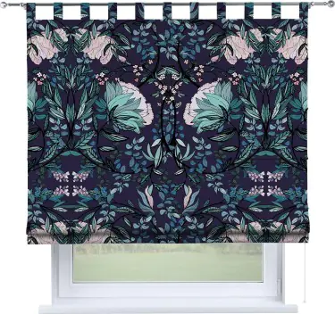 Римская штора «Кортин» на петлях «Цветочный индиго»