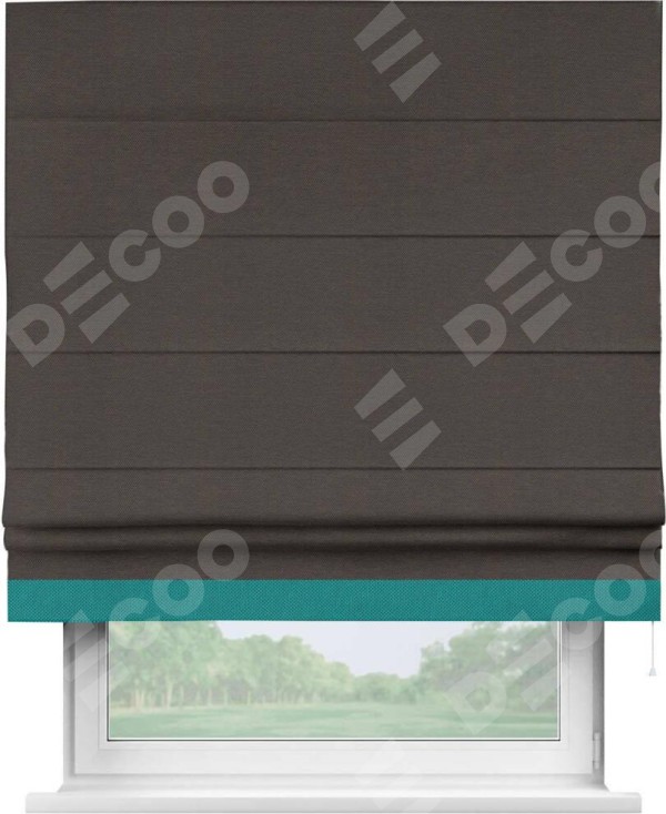 Римская штора «Кортин» с кантом Джестер, для проема, ткань лён димаут, венге