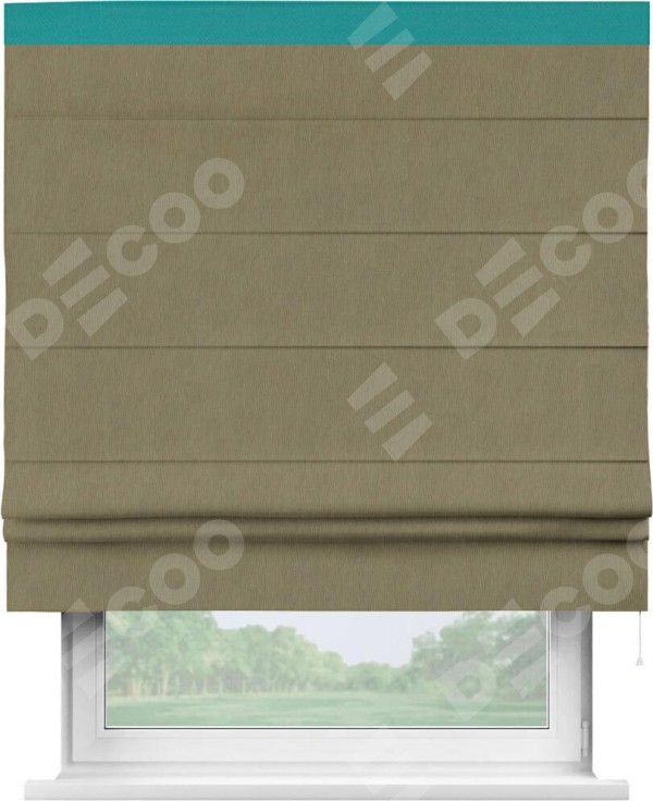 Римская штора «Кортин» с кантом Кинг, для проема, ткань блэкаут однотонный бежево-золотой