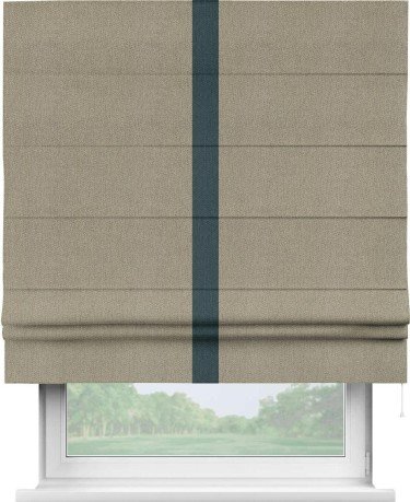 Римская штора «Кортин» с кантом Хайвэй, для проема, ткань твид блэкаут, кофе